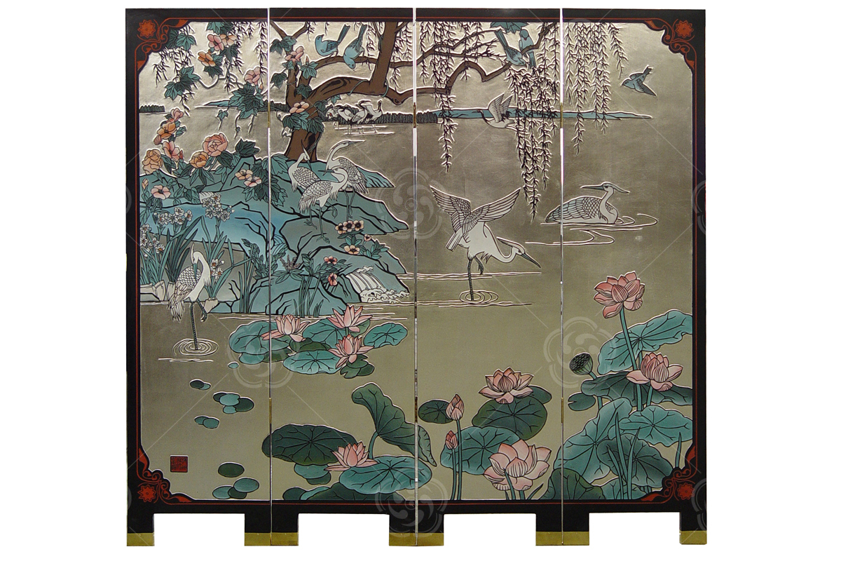 刻漆屏風